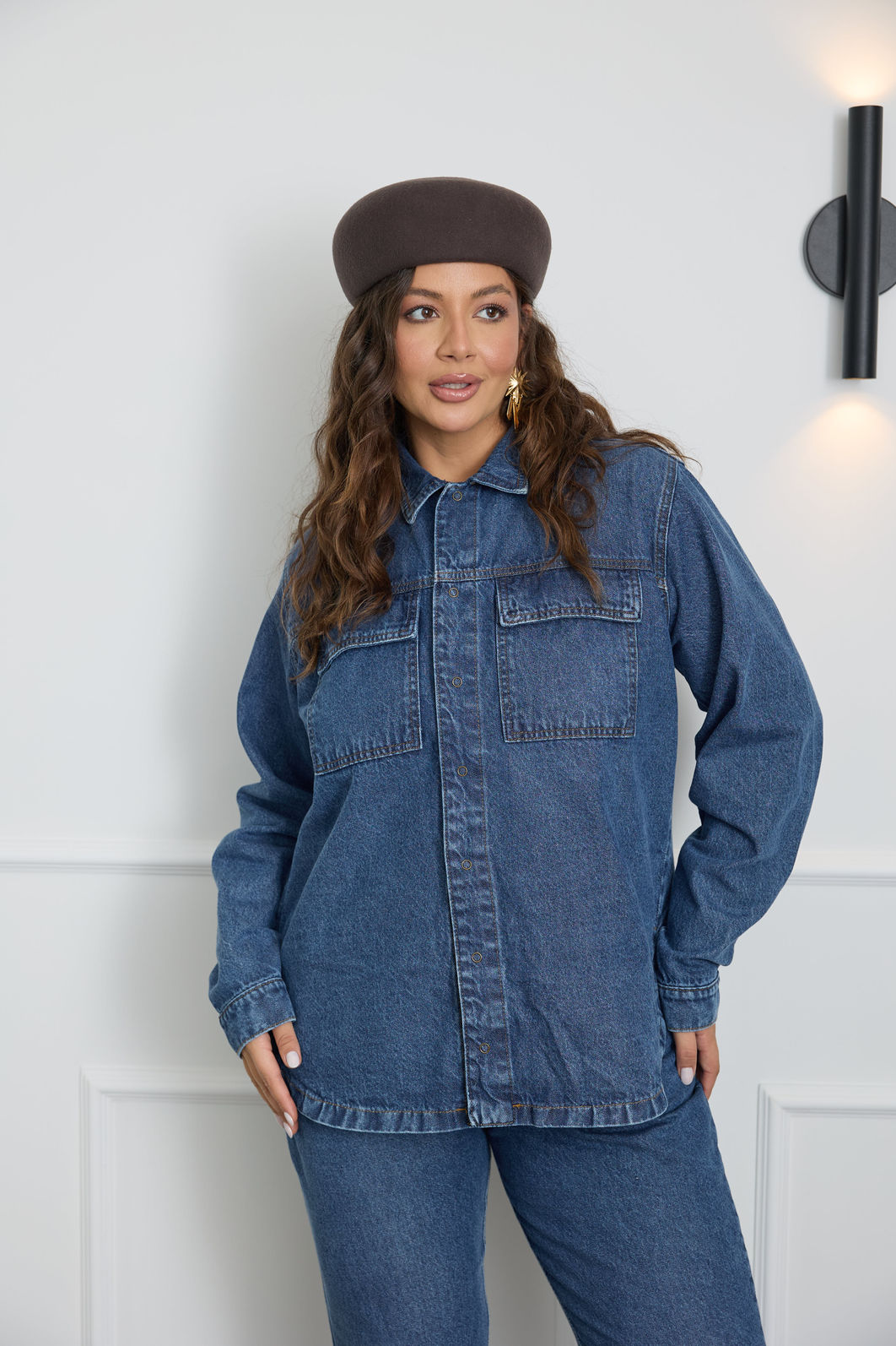 Camisa Jeans Plus Size Carolina Dark