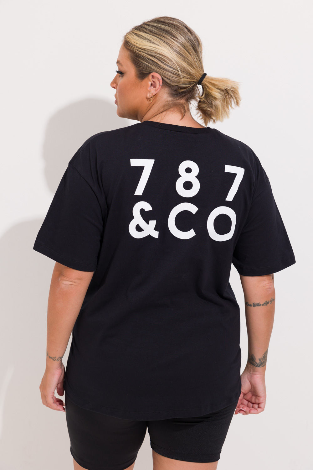 Camiseta Fitness Plus Size 787&CO Preta