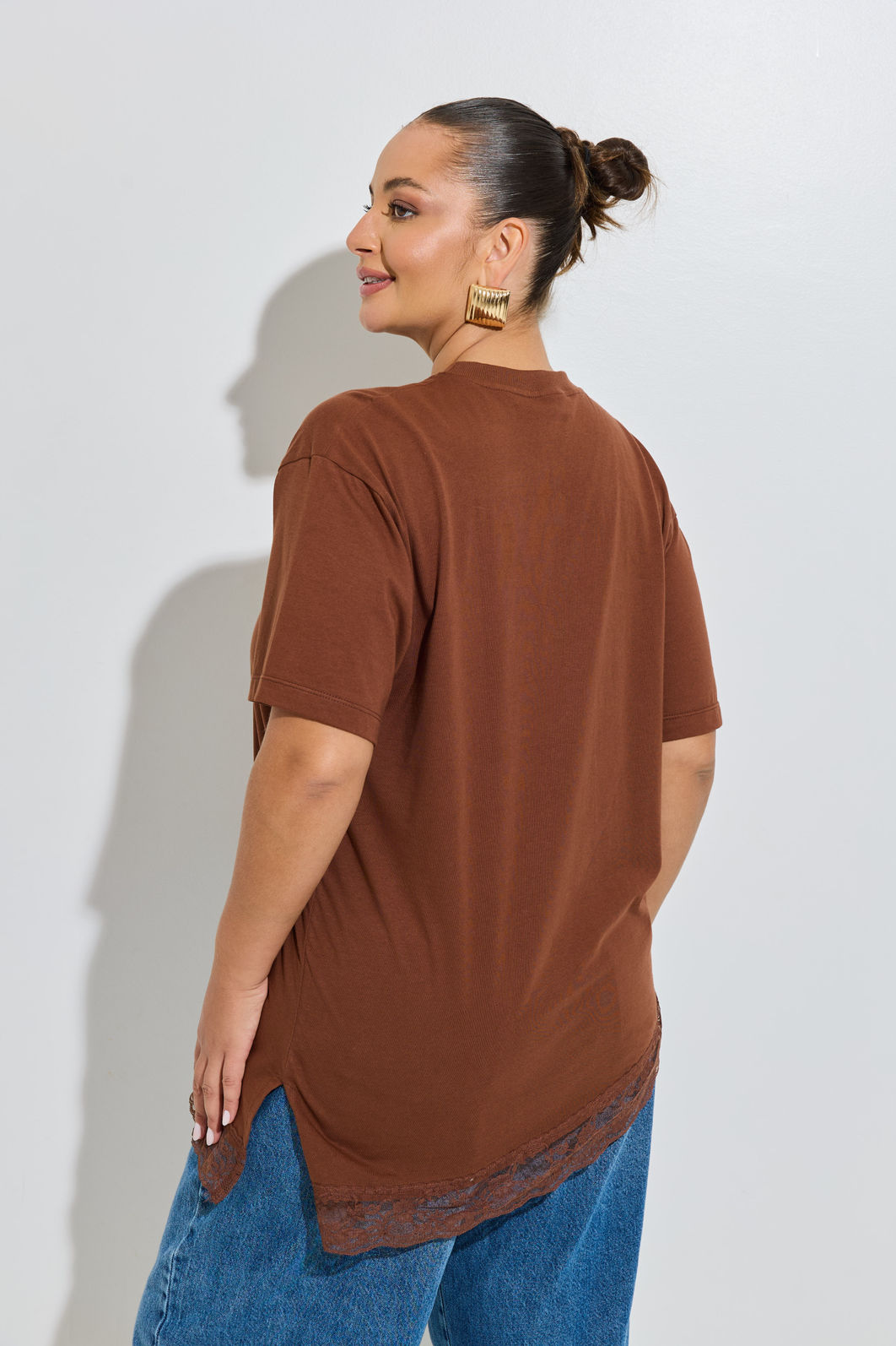 Blusa Rosana Com Renda Marrom Blusa Rosana Com Renda Marrom