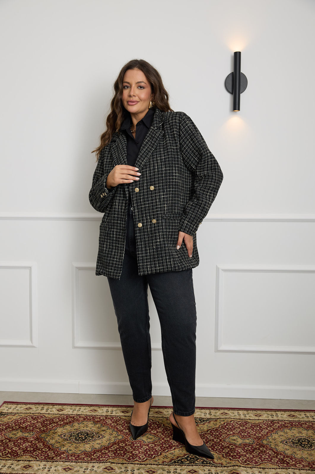 Blazer Alfaiataria Tweed Xadrez Blazer Alfaiataria Tweed Xadrez
