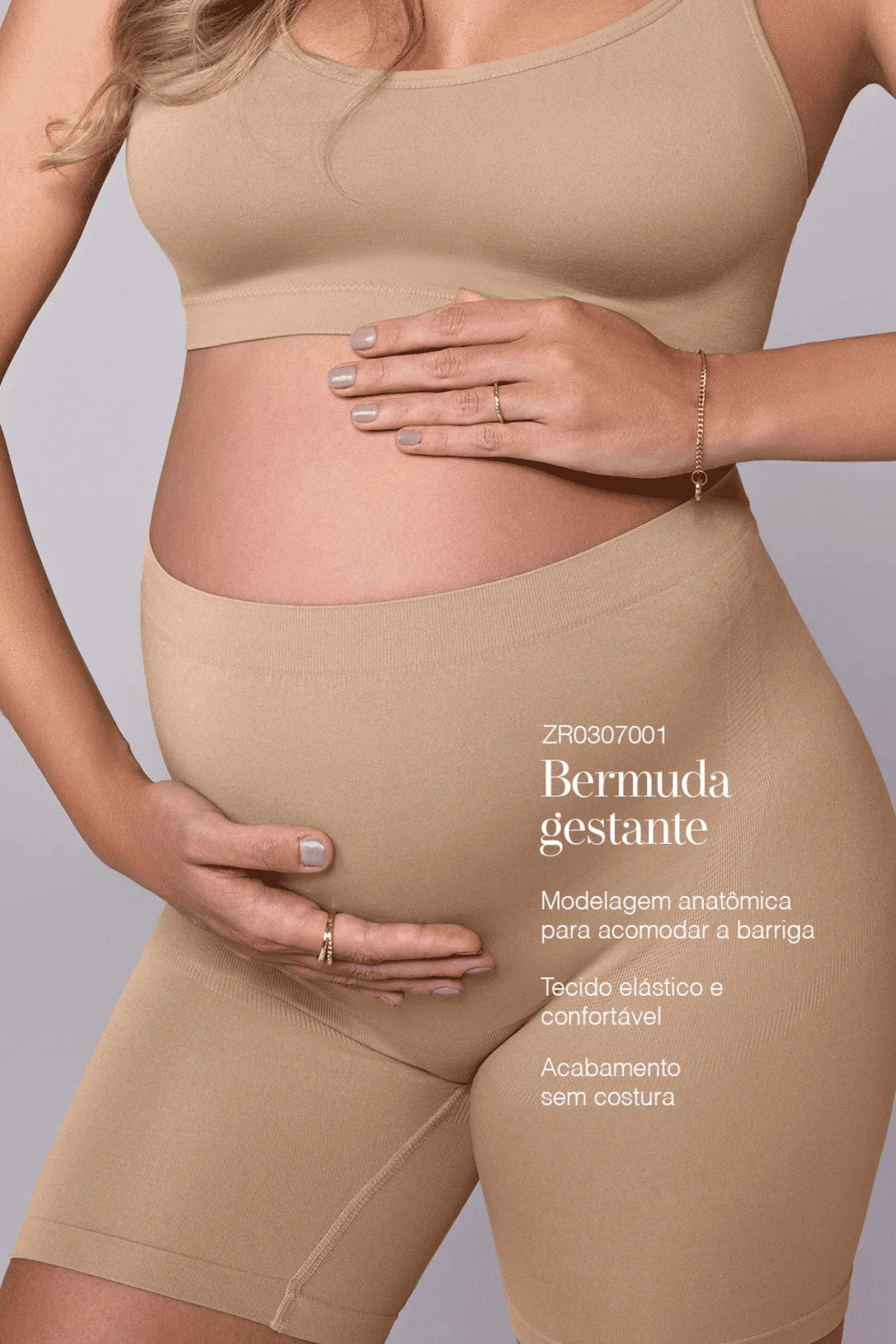 Bermuda Gestante Sem Costura - Bege - Zee Rucci Bermuda Gestante Sem Costura - Bege - Zee Rucci