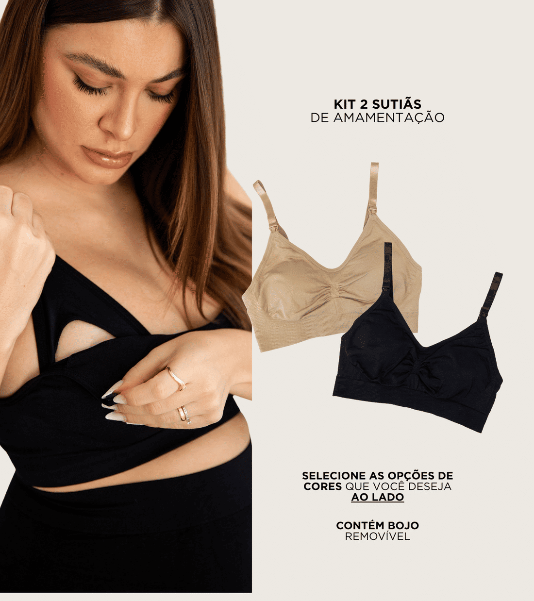 Kit 2 Sutiãs Amamentação Sem Costura Com Bojo - Zee Rucci Kit 2 Sutiãs Amamentação Sem Costura Com Bojo - Zee Rucci