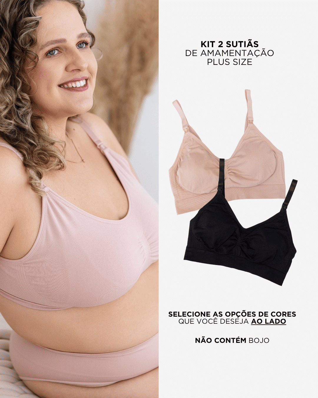Kit 2 Sutiãs Amamentação Sem Costura Plus Size - Zee Rucci Kit 2 Sutiãs Amamentação Sem Costura Plus Size - Zee Rucci