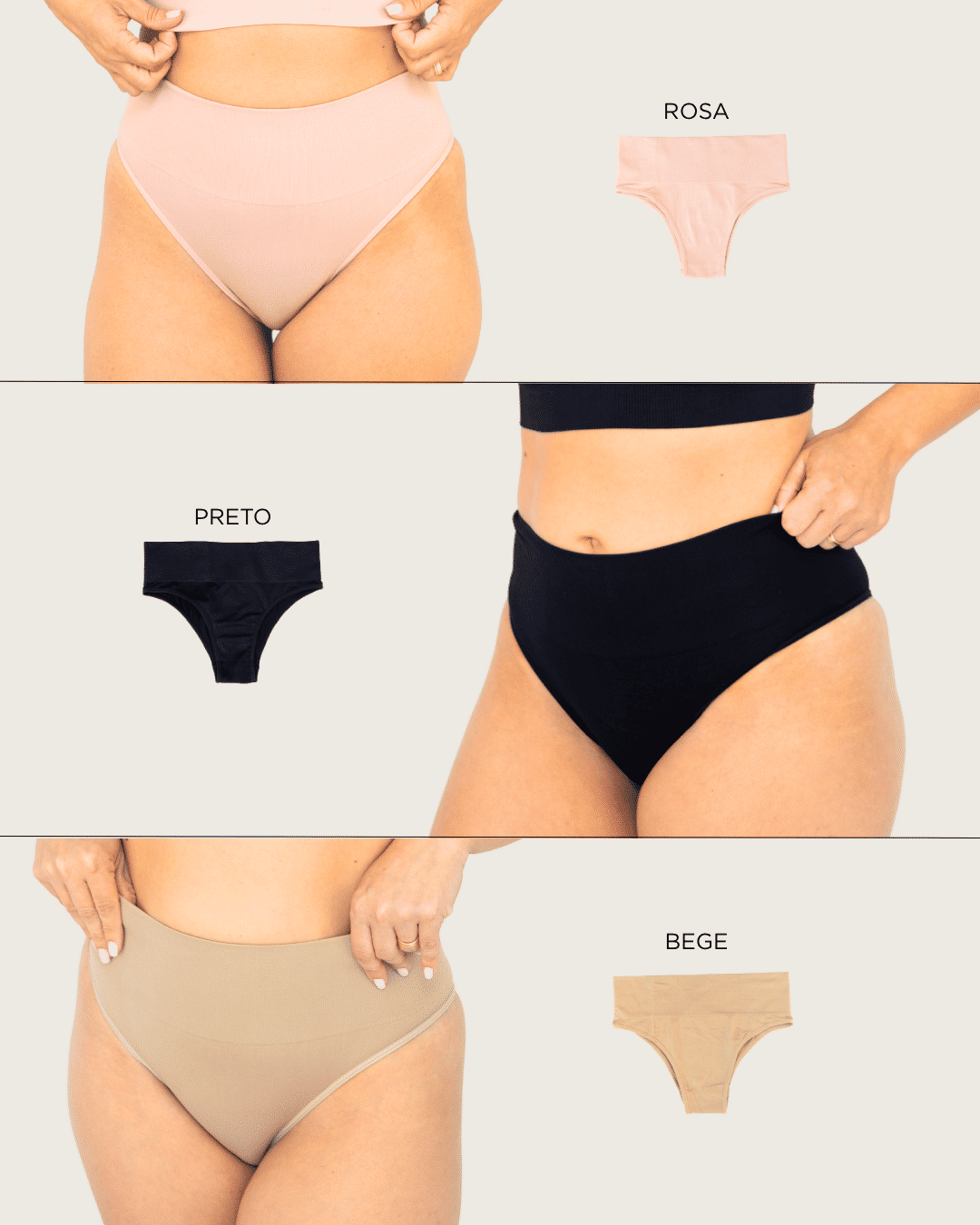Kit 3 Calcinhas Pós Parto Tanga Sem Costura Leve Compressão Plus Size