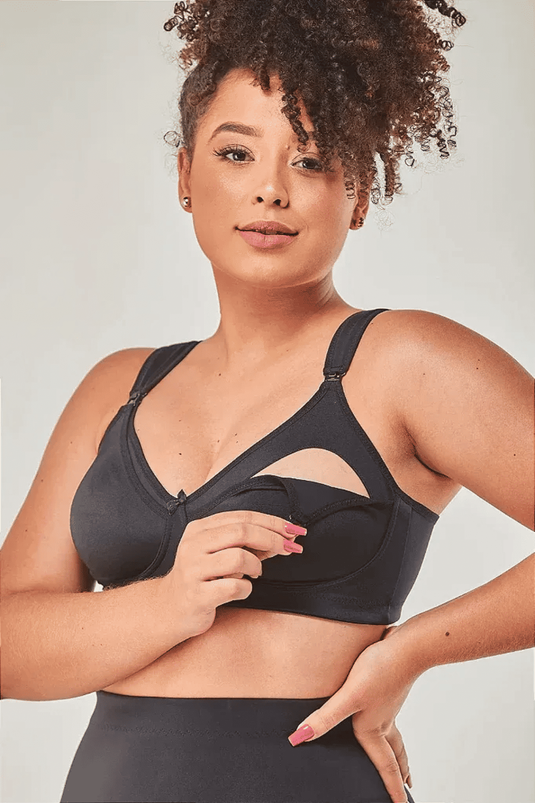 Sutiã Amamentação sem Bojo com Alça Reforçada Plus Size - Preto Sutiã Amamentação sem Bojo com Alça Reforçada Plus Size - Preto