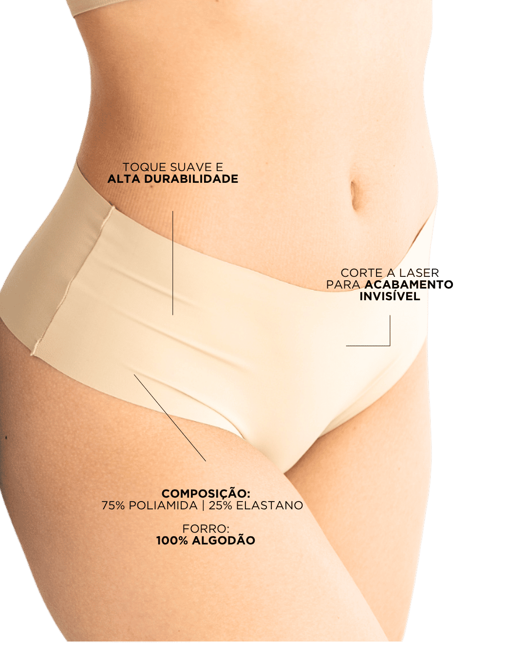 Kit 2 Calcinhas Tanga Alta Corte a Laser – Preto e Bege Kit 2 Calcinhas Tanga Alta Corte a Laser – Preto e Bege