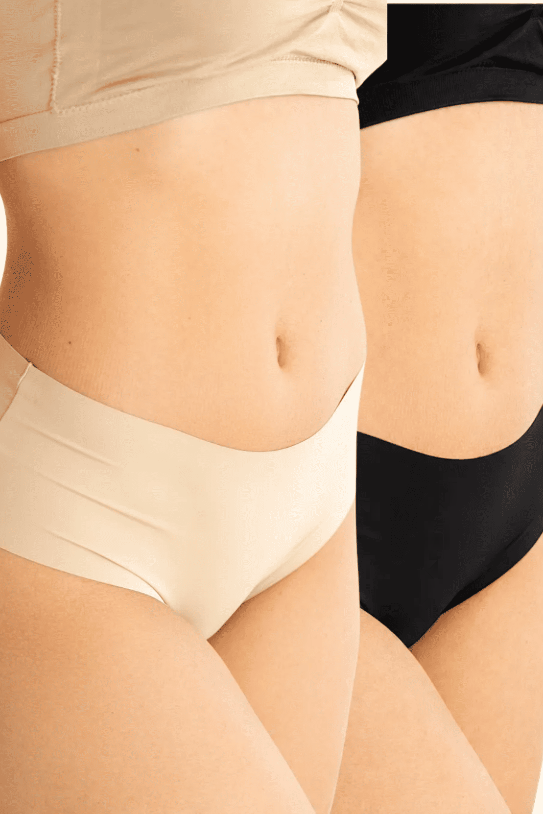 Kit 2 Calcinhas Tanga Alta Corte a Laser – Preto e Bege