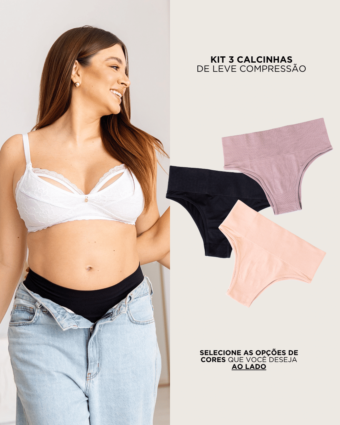 Kit 3 Calcinhas Pós Parto Tanga Sem Costura - Leve Compressão Kit 3 Calcinhas Pós Parto Tanga Sem Costura - Leve Compressão