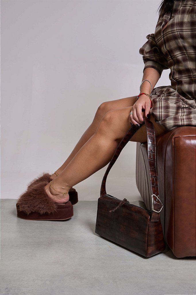 LARA - BOLSA FEMININA CROCO OMBRO MARROM LARA - BOLSA FEMININA CROCO OMBRO MARROM