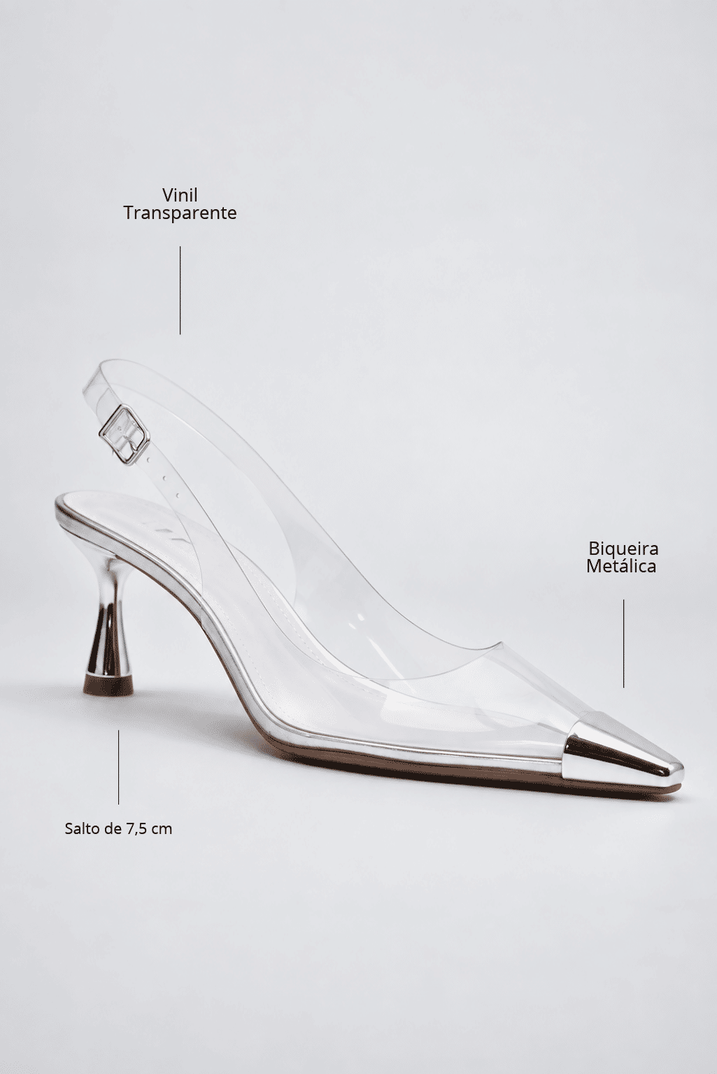 dream-scarpin-slingback-feminino-prata Scarpin Feminino Dream Transparente Slingback vista 45 graus
