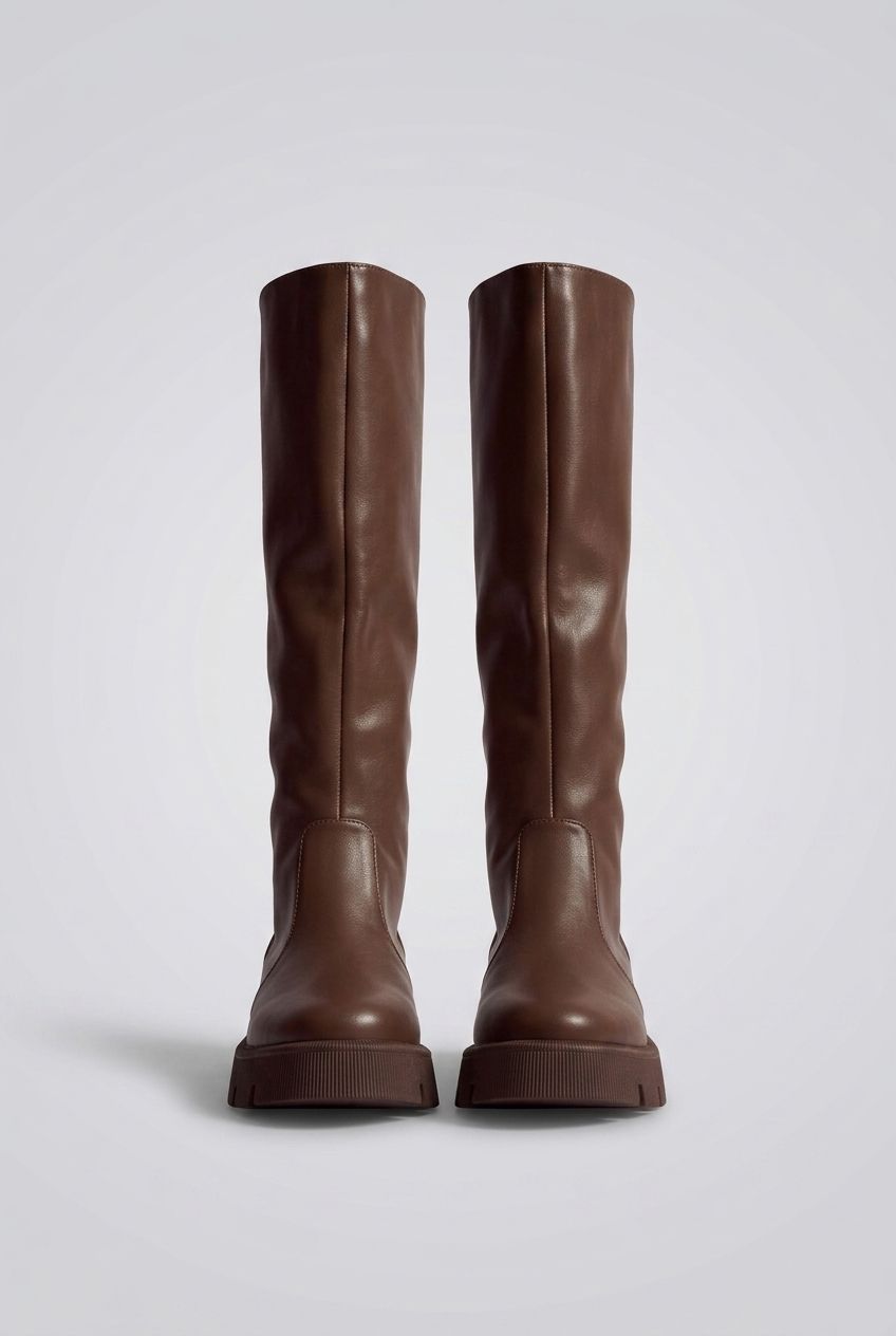 zuna-bota-feminina-cano-longo-tratorada-marrom Par de botas femininas cano longo tratorada marrom ZUNA