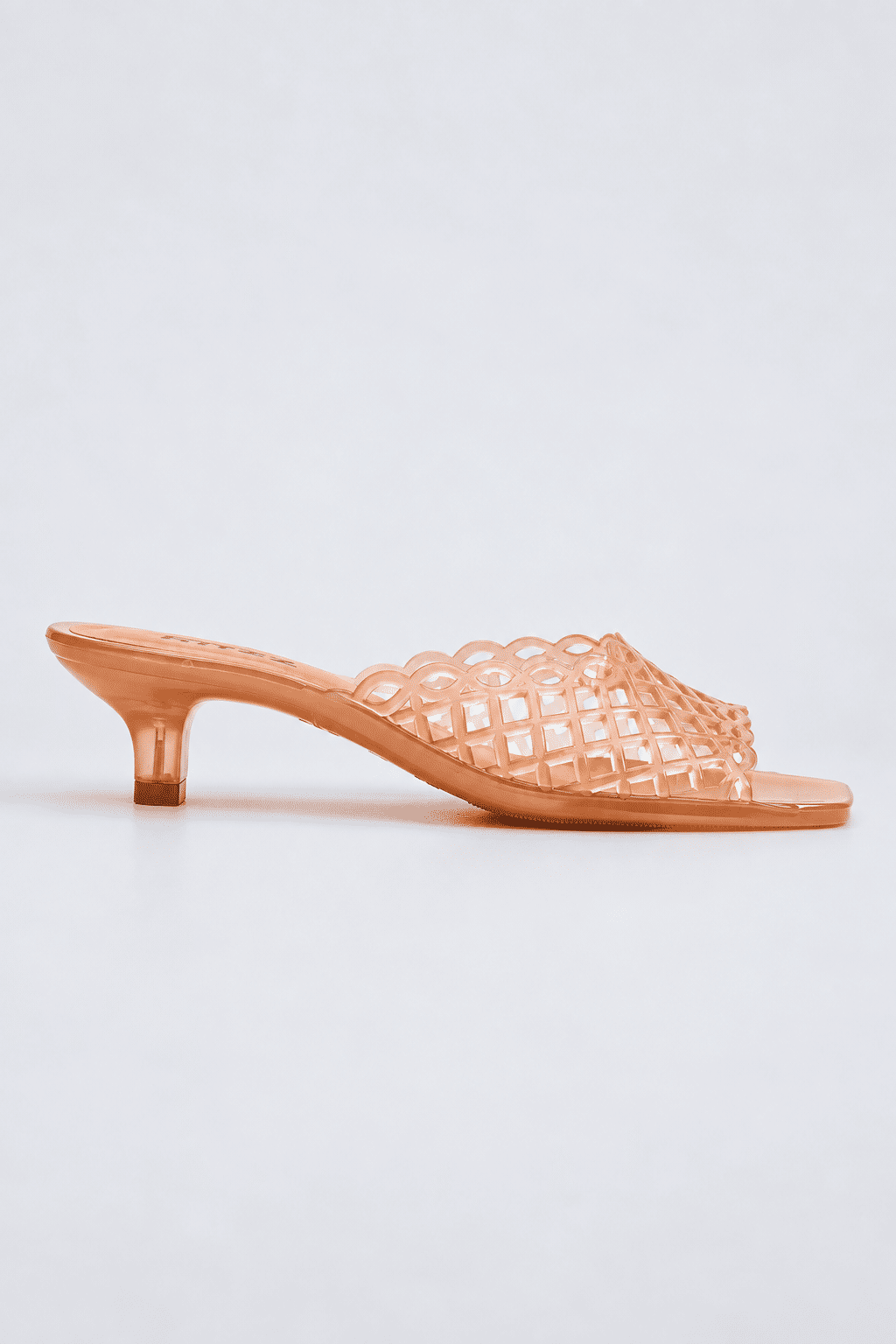 gummy-tamanco-feminino-tela-laranja Tamanco Feminino Gummy Laranja em PVC translúcido vista lateral