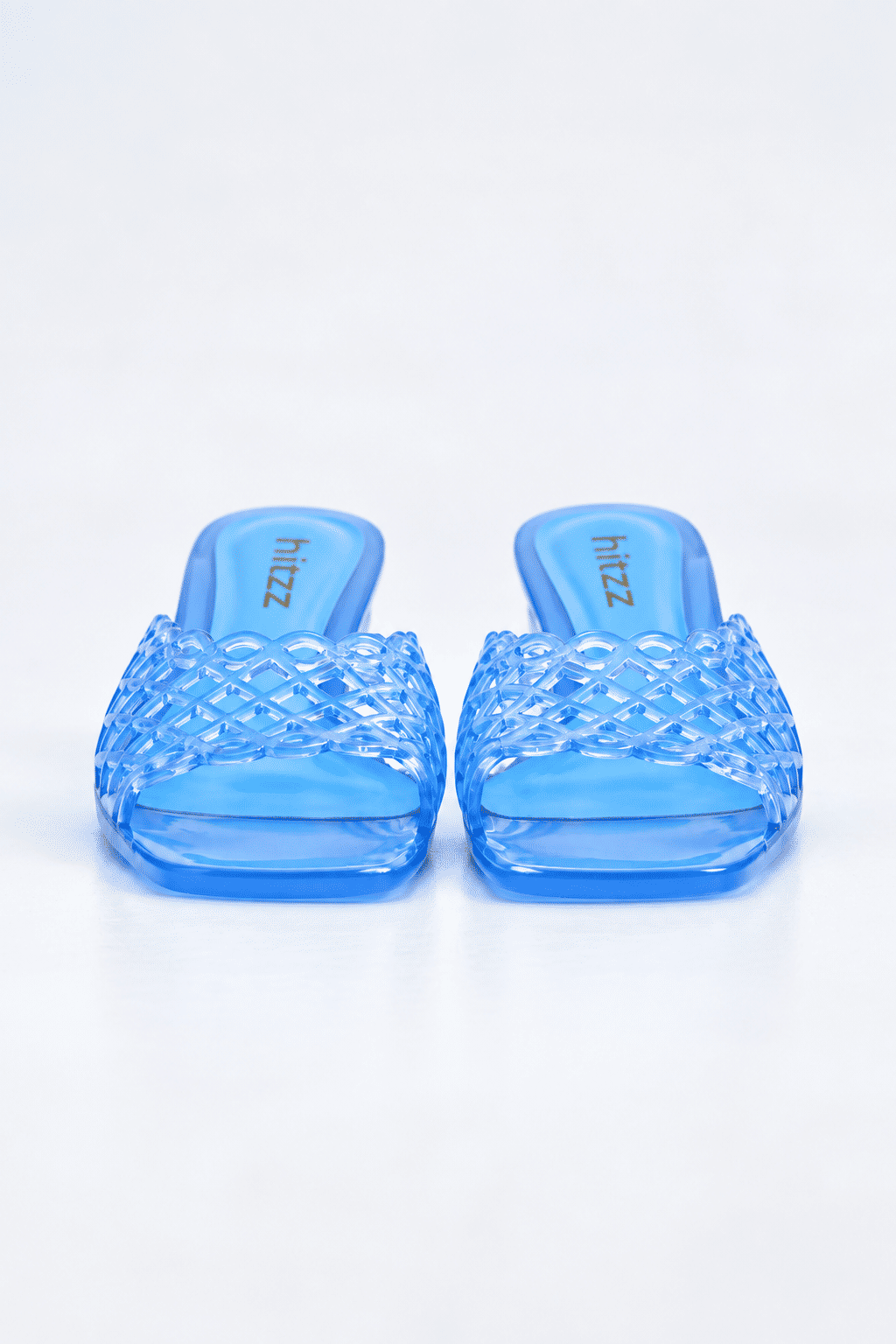 gummy-tamanco-feminino-tela-azul Tamanco Feminino Gummy Tela Azul vista frontal do par