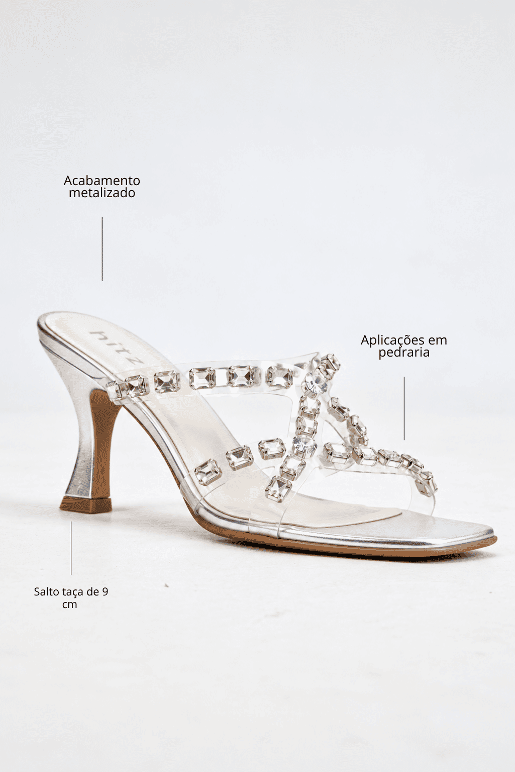 kira-tamanco-feminino-pedraria-prata Tamanco Feminino Kira Prata com pedrarias vista 45 graus