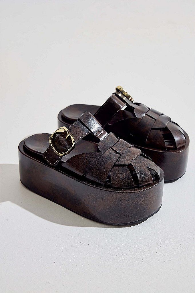 AURA - CLOG FEMININO PLATAFORMA MARROM AURA - CLOG FEMININO PLATAFORMA MARROM