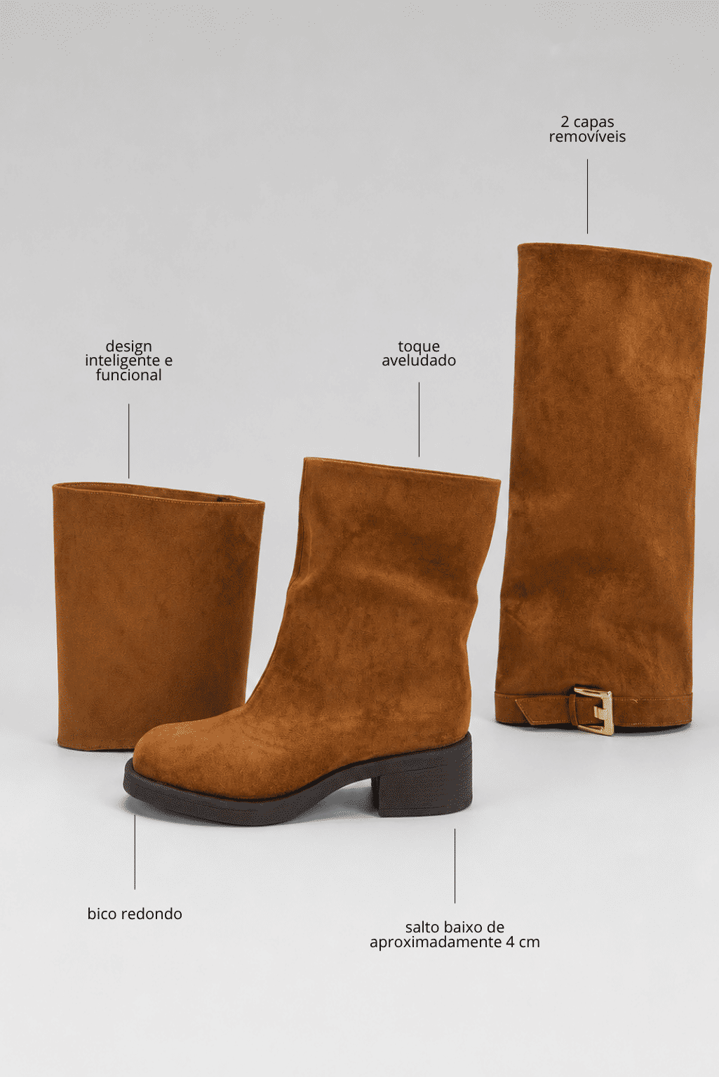 amelie-bota-feminina-camel-3-em-1 Bota Amelie com as caracteristicas e os modelos de capa