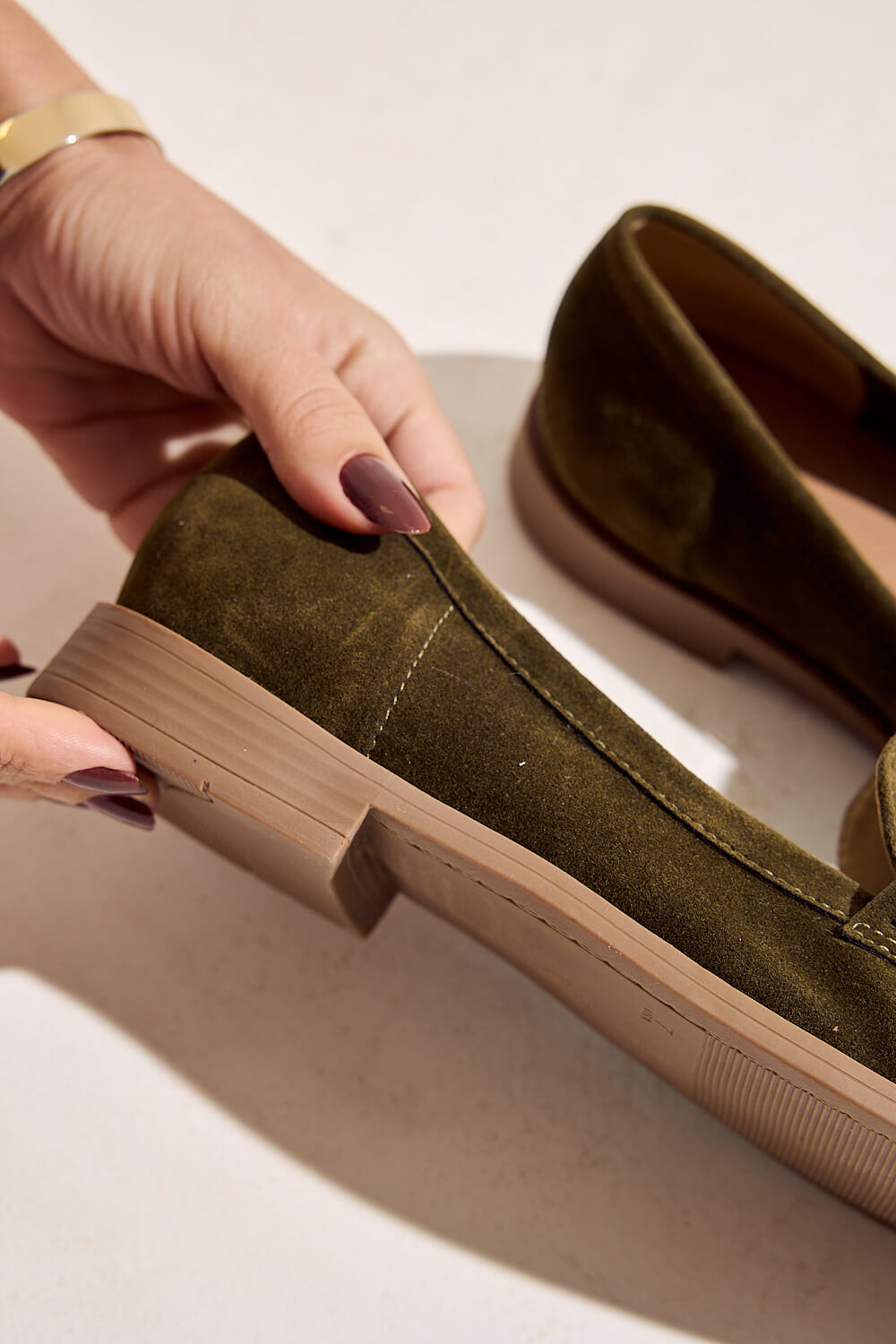 NAOKO - MOCASSIM FEMININO CAMURÇA VERDE MILITAR NAOKO - MOCASSIM FEMININO CAMURÇA VERDE MILITAR