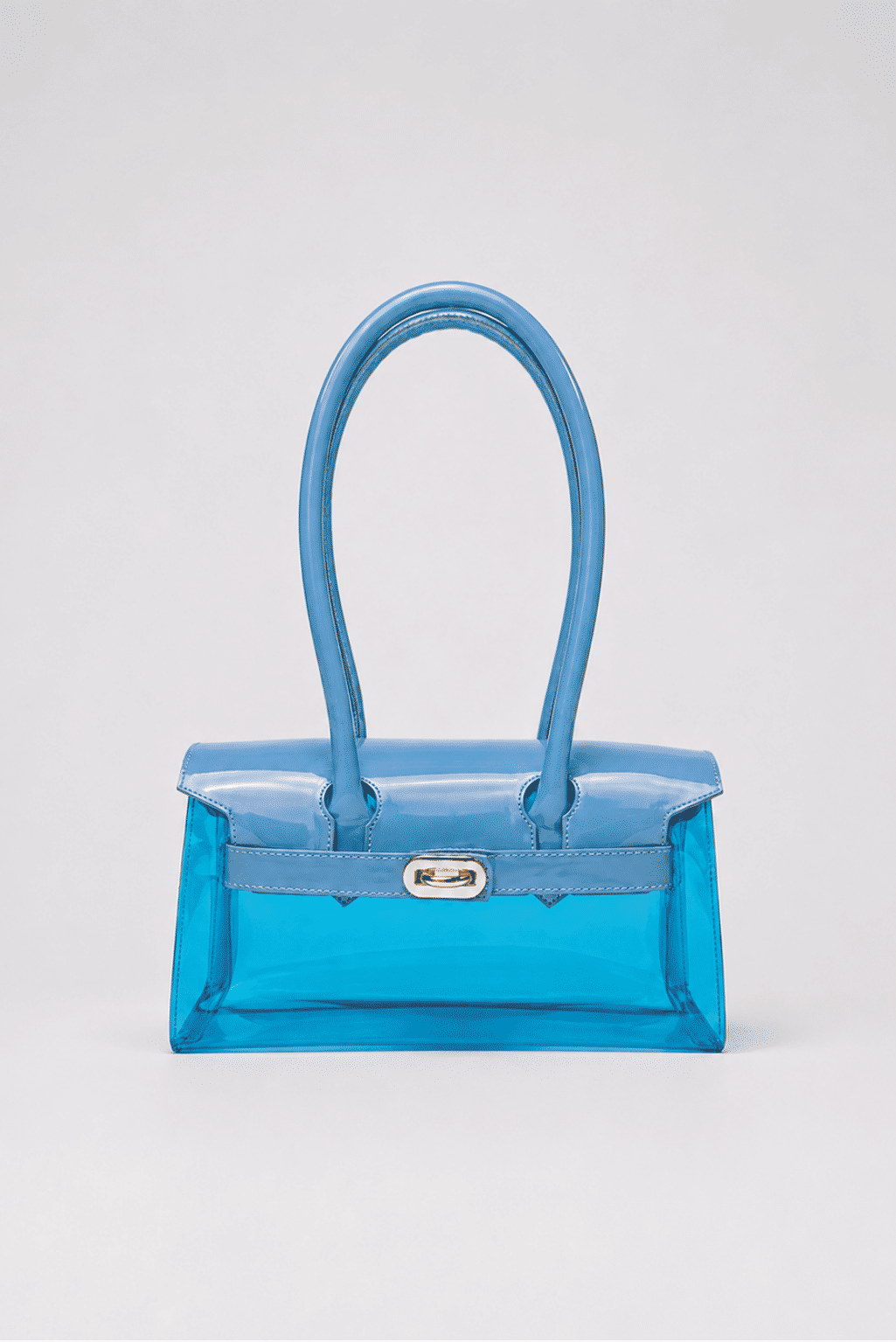 BOLSA FEMININA TRANSPARENTE VERNIZ AZUL CLARO GUMMY BOLSA FEMININA TRANSPARENTE VERNIZ AZUL CLARO GUMMY