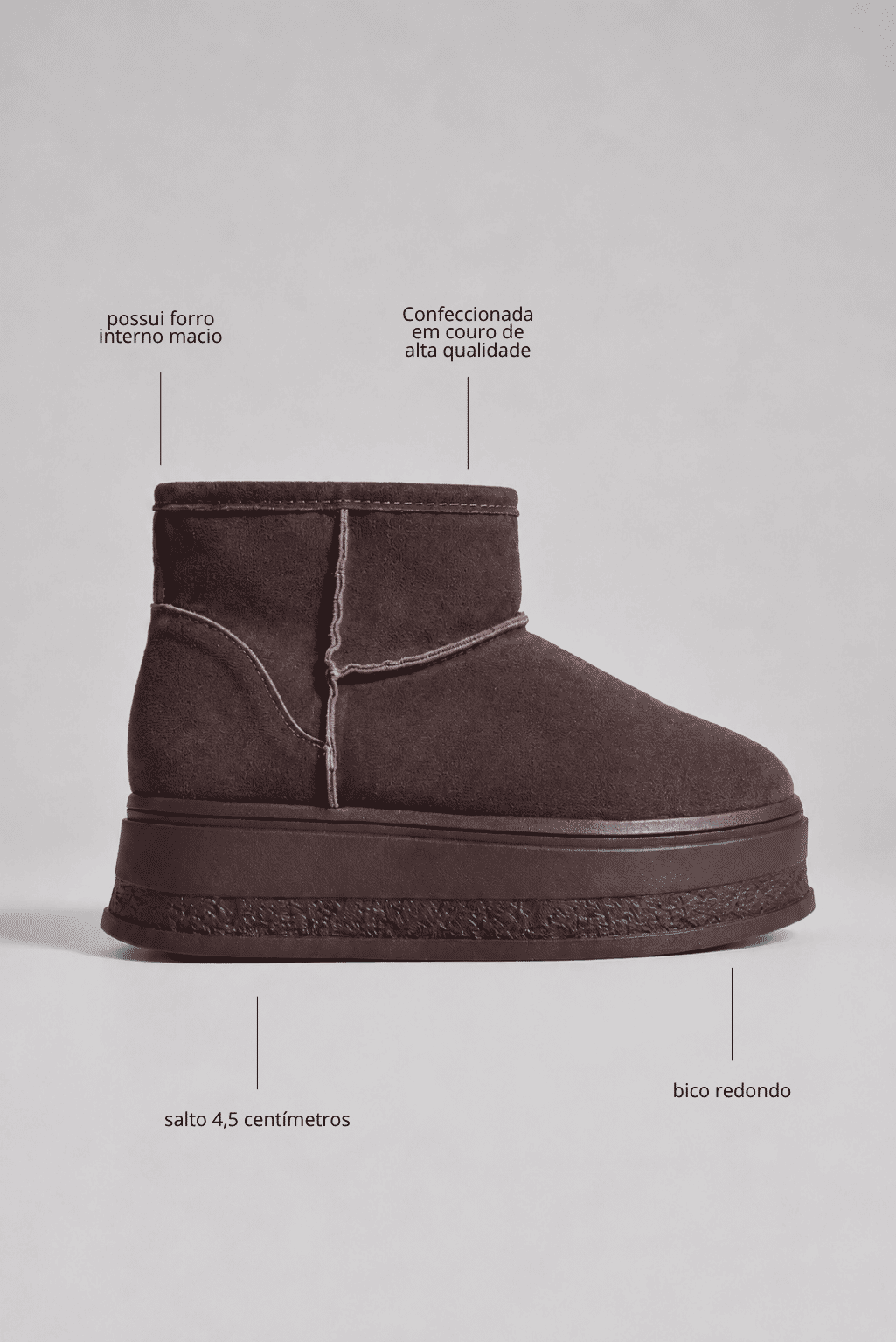 HIORI - BOTA FEMININA PELUCIADA COURO MARROM HIORI - BOTA FEMININA PELUCIADA COURO MARROM