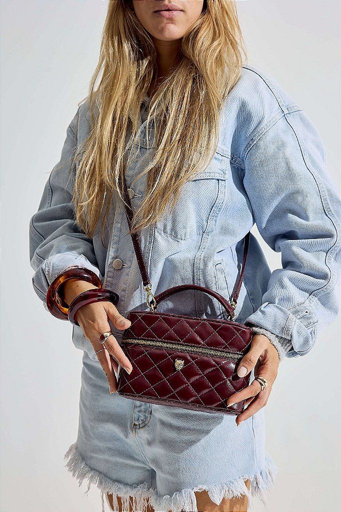 AGNES - BOLSA FEMININA MATELASSÊ LATERAL BORDÔ