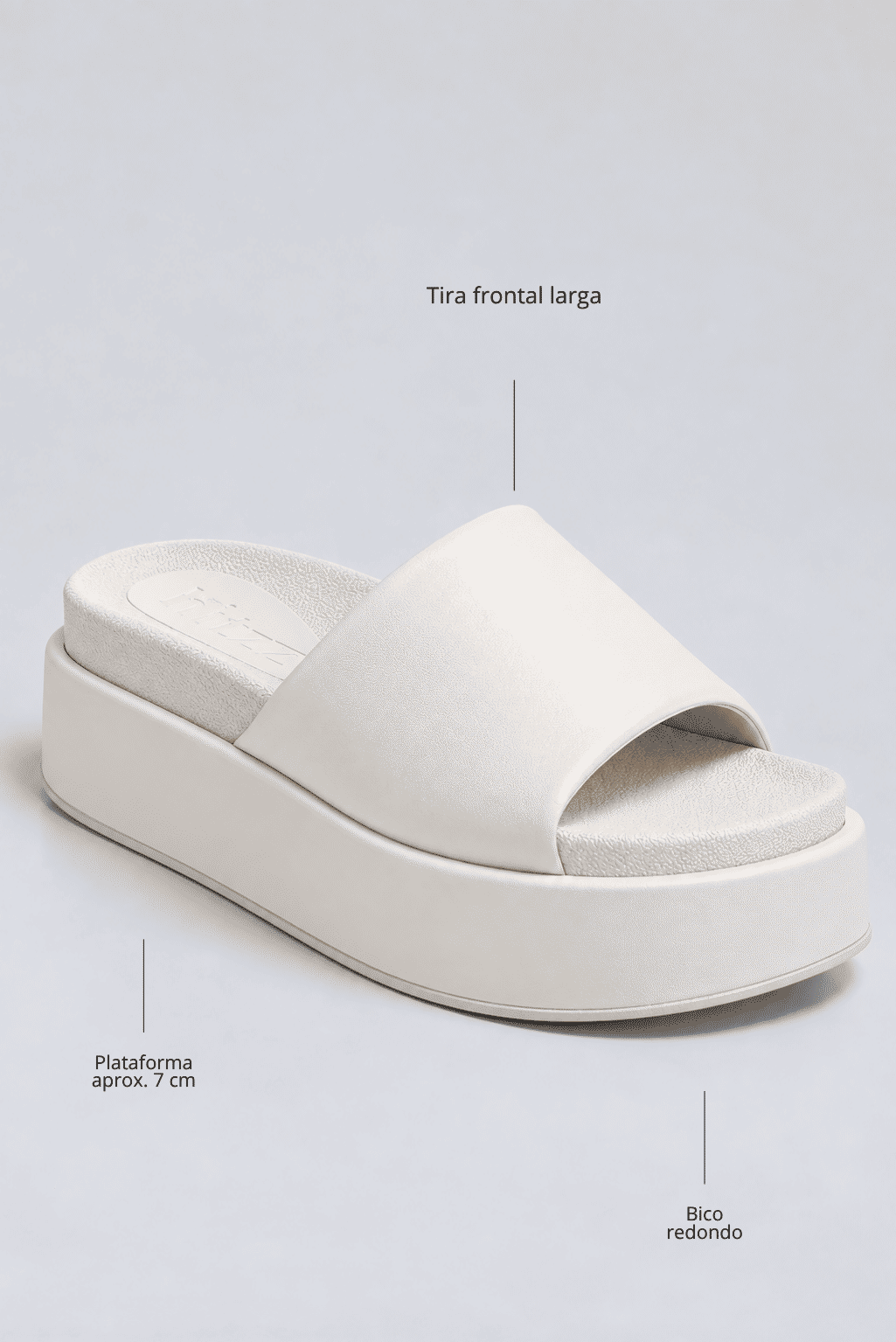 Detalhes do tamanco feminino flatform tira acolchoada off white Fifi