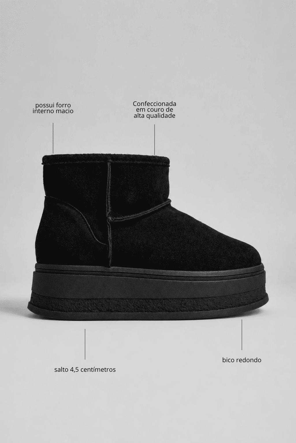 HIORI - BOTA FEMININA PELUCIADA COURO PRETA HIORI - BOTA FEMININA PELUCIADA COURO PRETA
