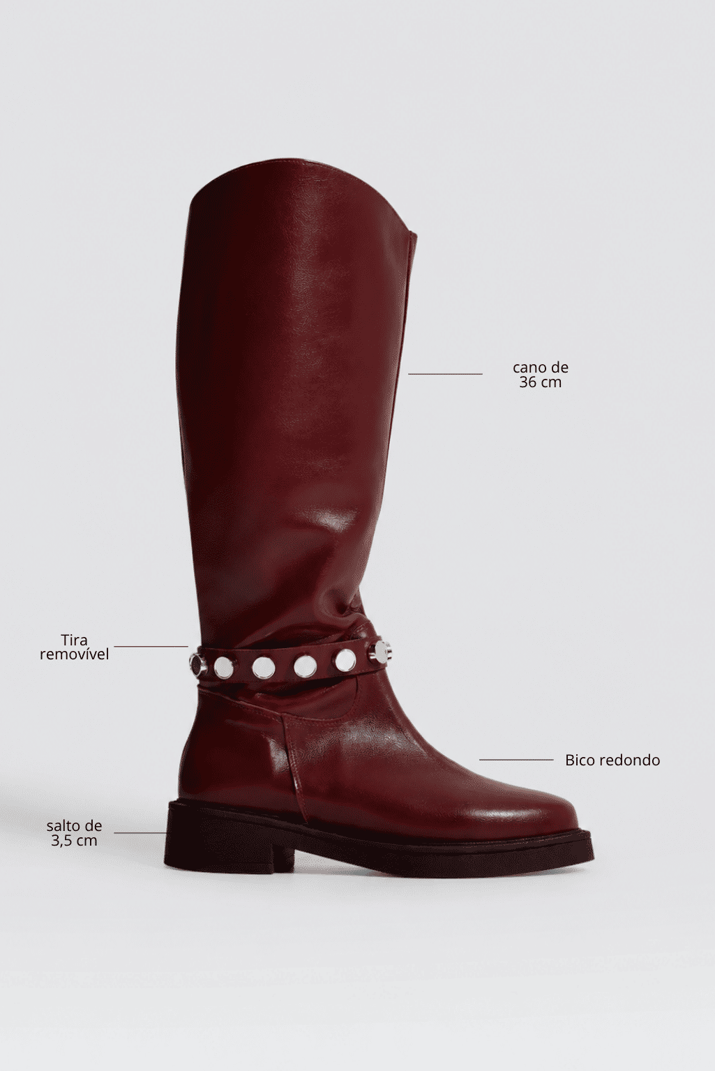 AMORA - BOTA FEMININA 2 EM 1 CANO LONGO COURO BORDÔ AMORA - BOTA FEMININA 2 EM 1 CANO LONGO COURO BORDÔ