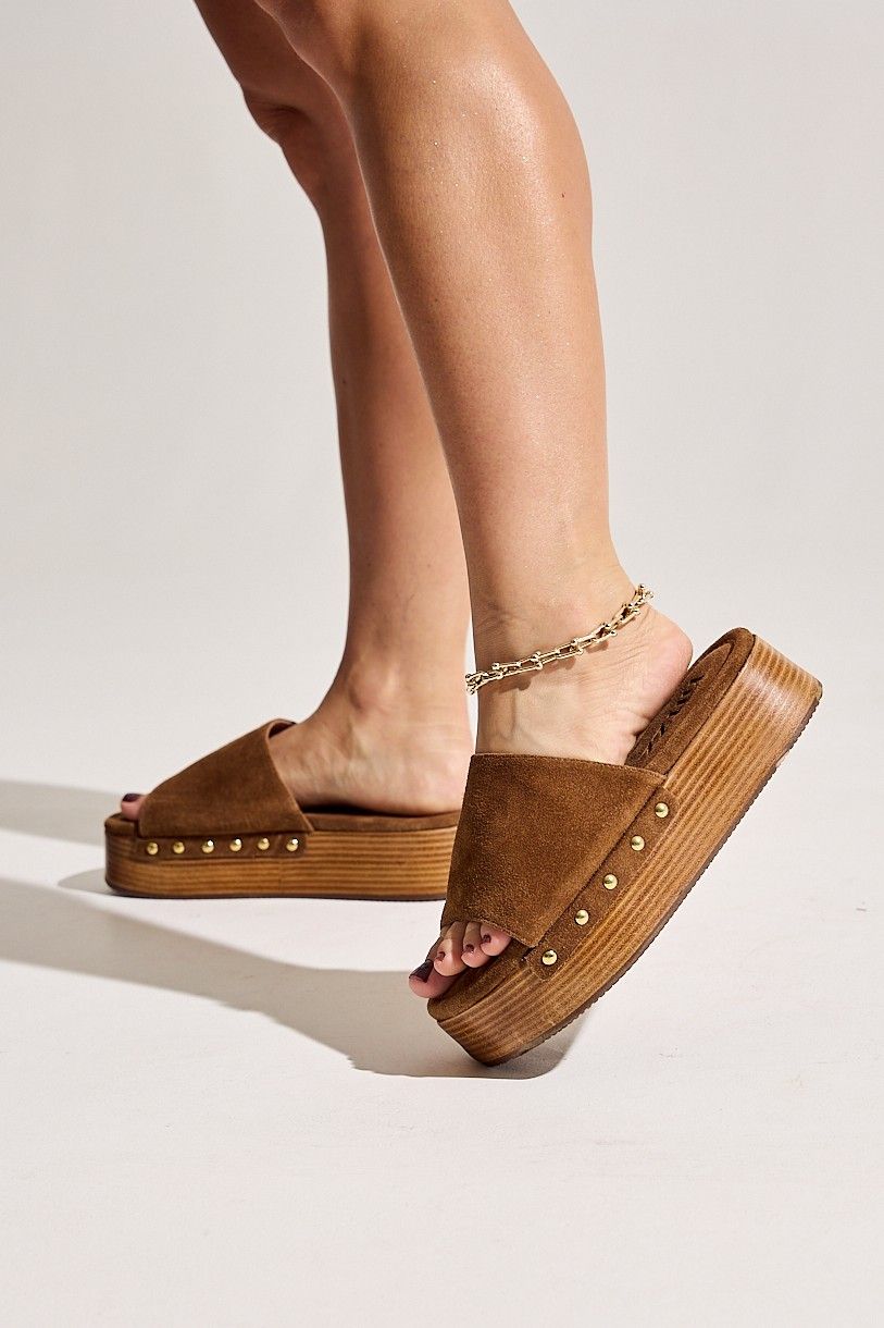 UBUD - TAMANCO FLATFORM FEMININO SALTO MADEIRA COURO CAMEL UBUD - TAMANCO FLATFORM FEMININO SALTO MADEIRA COURO CAMEL