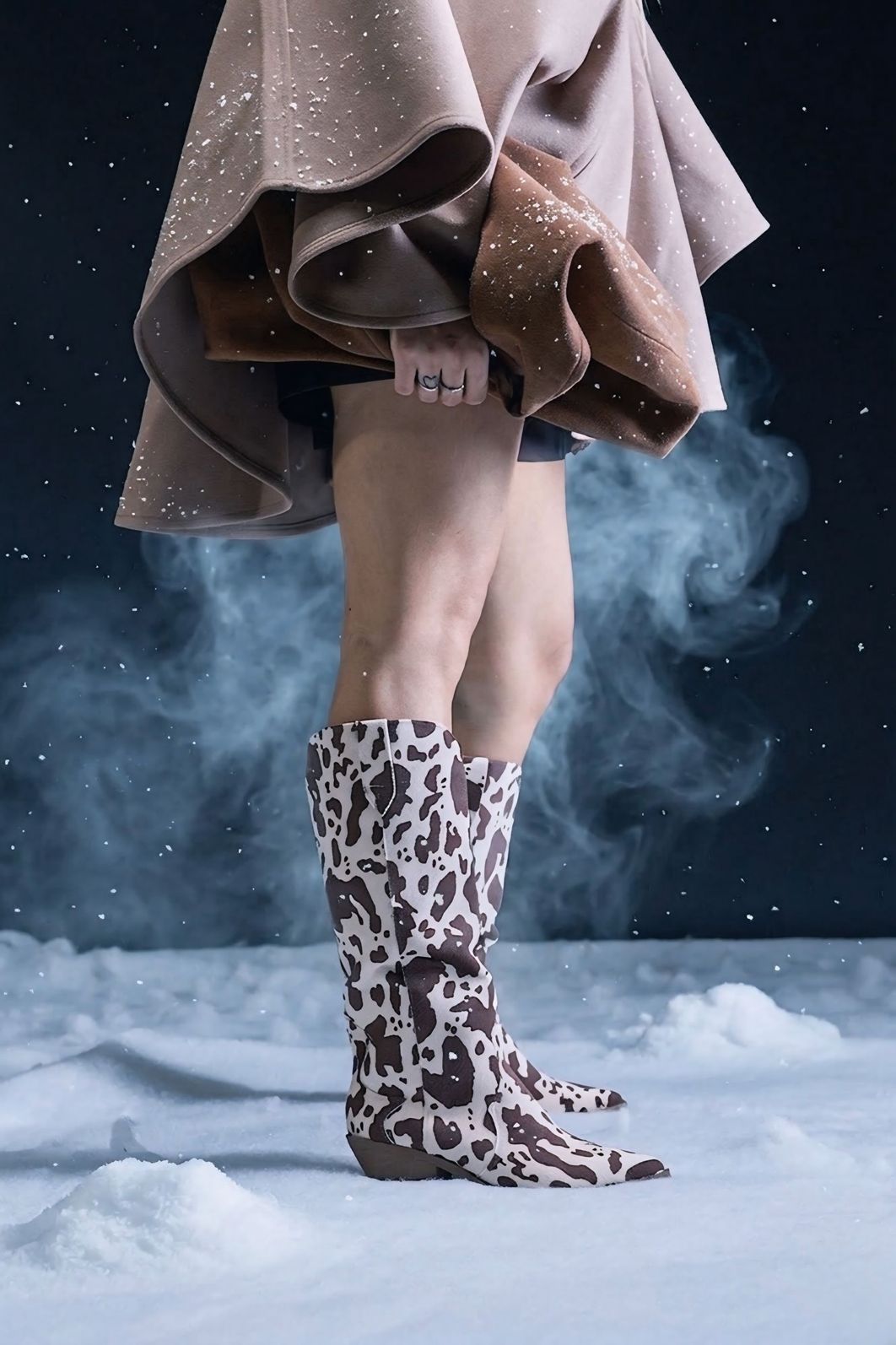 JORDANA - BOTA FEMININA COUNTRY CANO LONGO VACA BEGE/MARROM