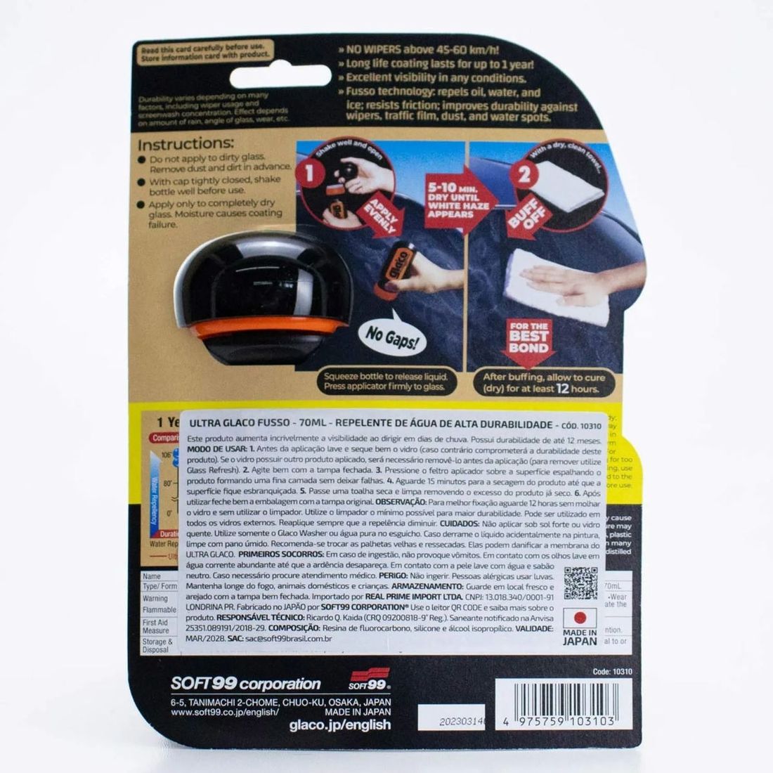 Cristalizador de Vidros Ultra Glaco Fusso 70ml Soft99