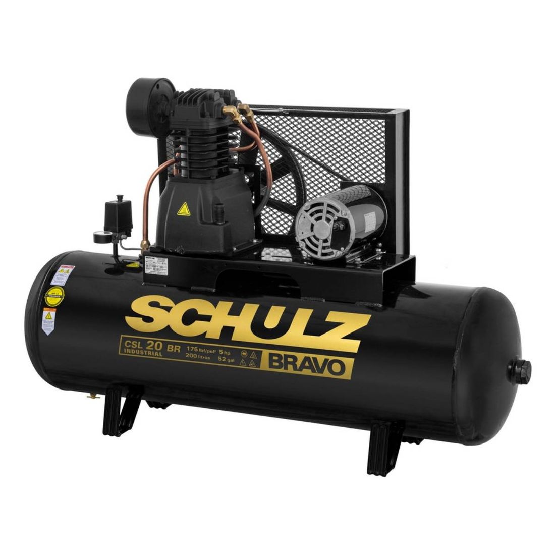 Compressor Ar Schulz Bravo 20pés 200L 175PSI 5cv Trifásico Bravo CSL20BR/200L