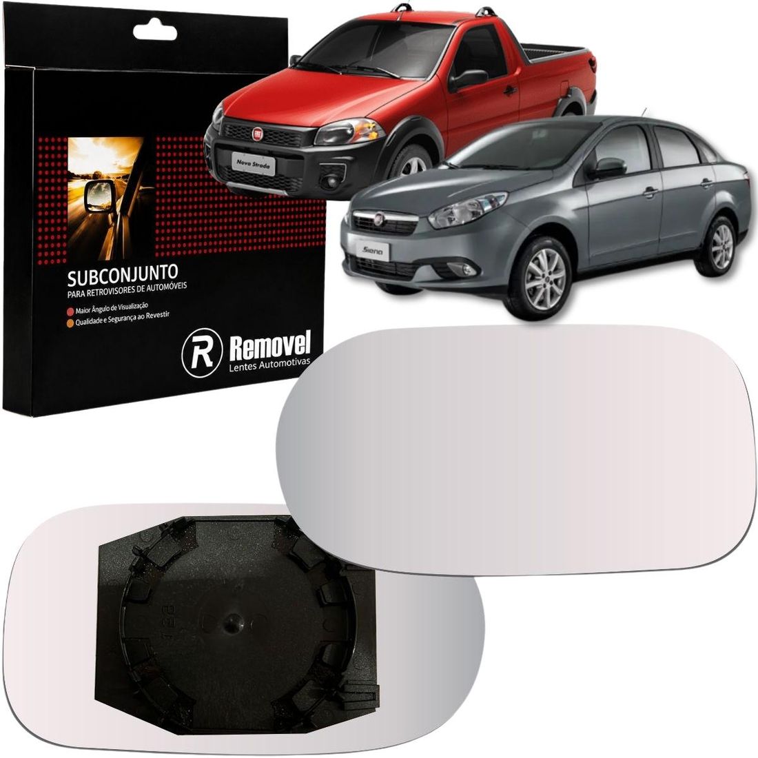 Lente Retrovisor Esquerdo Fiat Palio Strada Siena 2004/2010 Uno 2005/2010 (Modelo Ficosa)