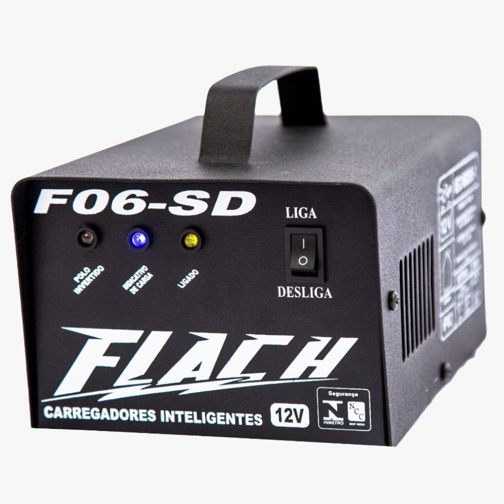 Carregador Baterias 12v 6Ah S/Display Flach F06-SD Carregador Baterias 12v 6Ah S/Display Flach F06-SD