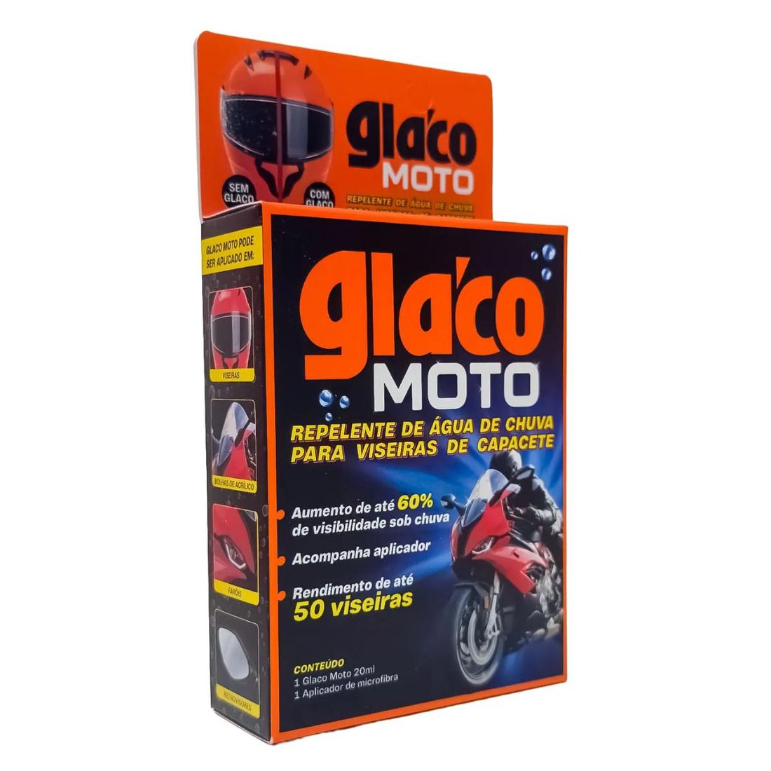 Repelente De Água Para Viseira Glaco Moto Com Aplicador 20ml Repelente De Água Para Viseira Glaco Moto Com Aplicador 20ml