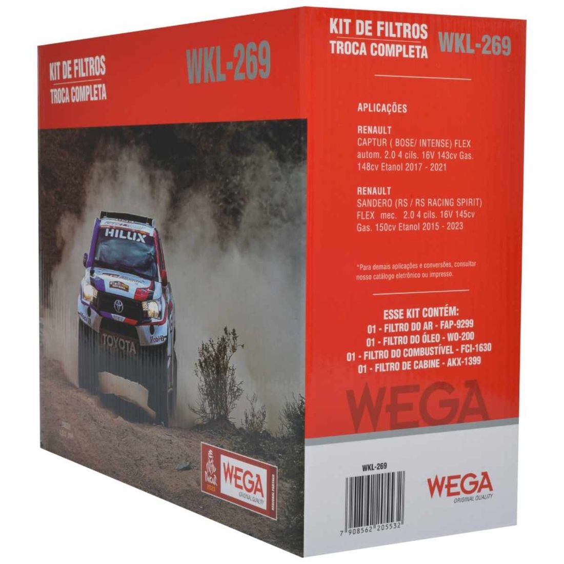 Kit de Filtros Renault Sandero RS 2.0 16v 15/23 WKL269 Kit de Filtros Renault Sandero RS 2.0 16v 15/23 WKL269