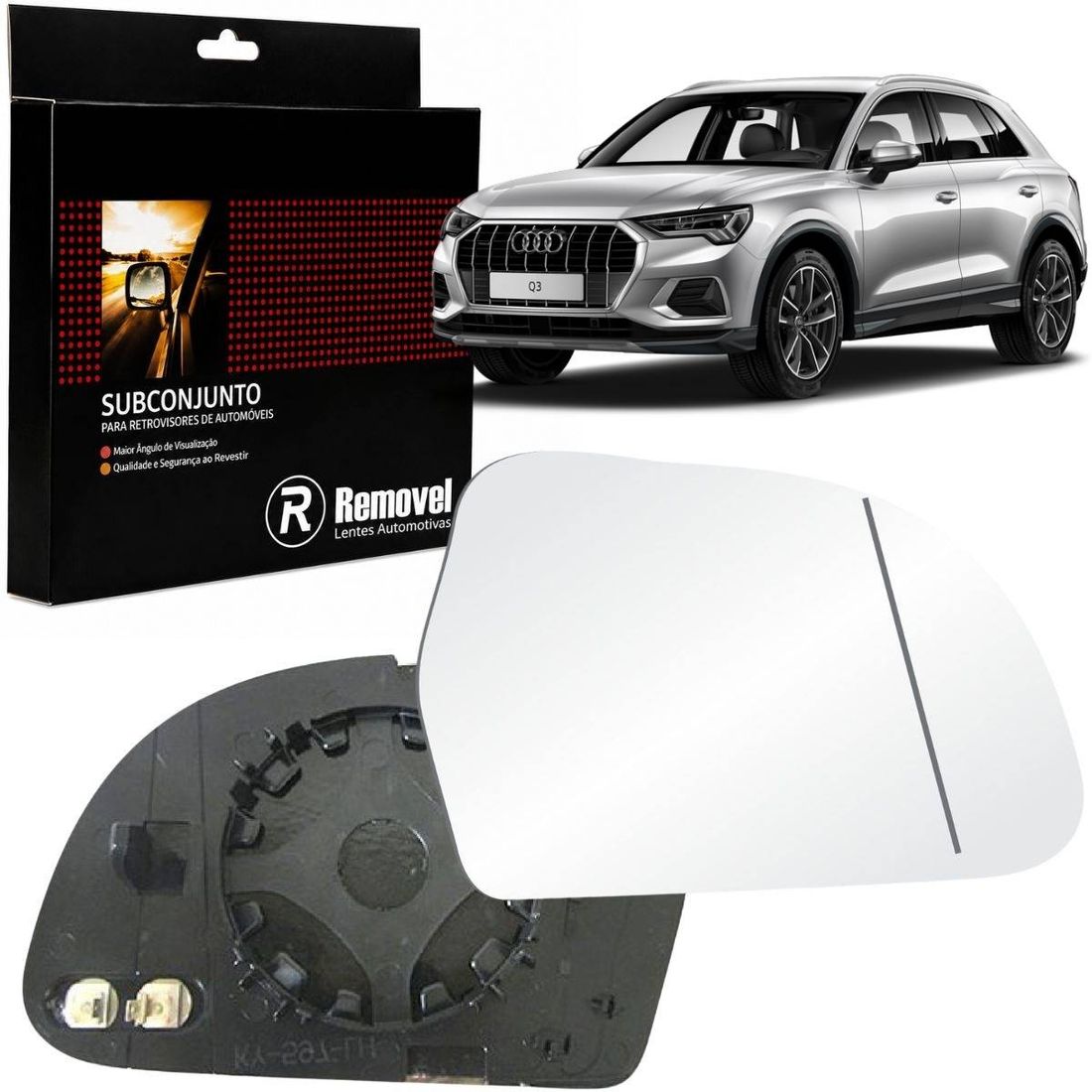 Lente Retrovisor Direito Audi Q3 Asférico Térmico SB326