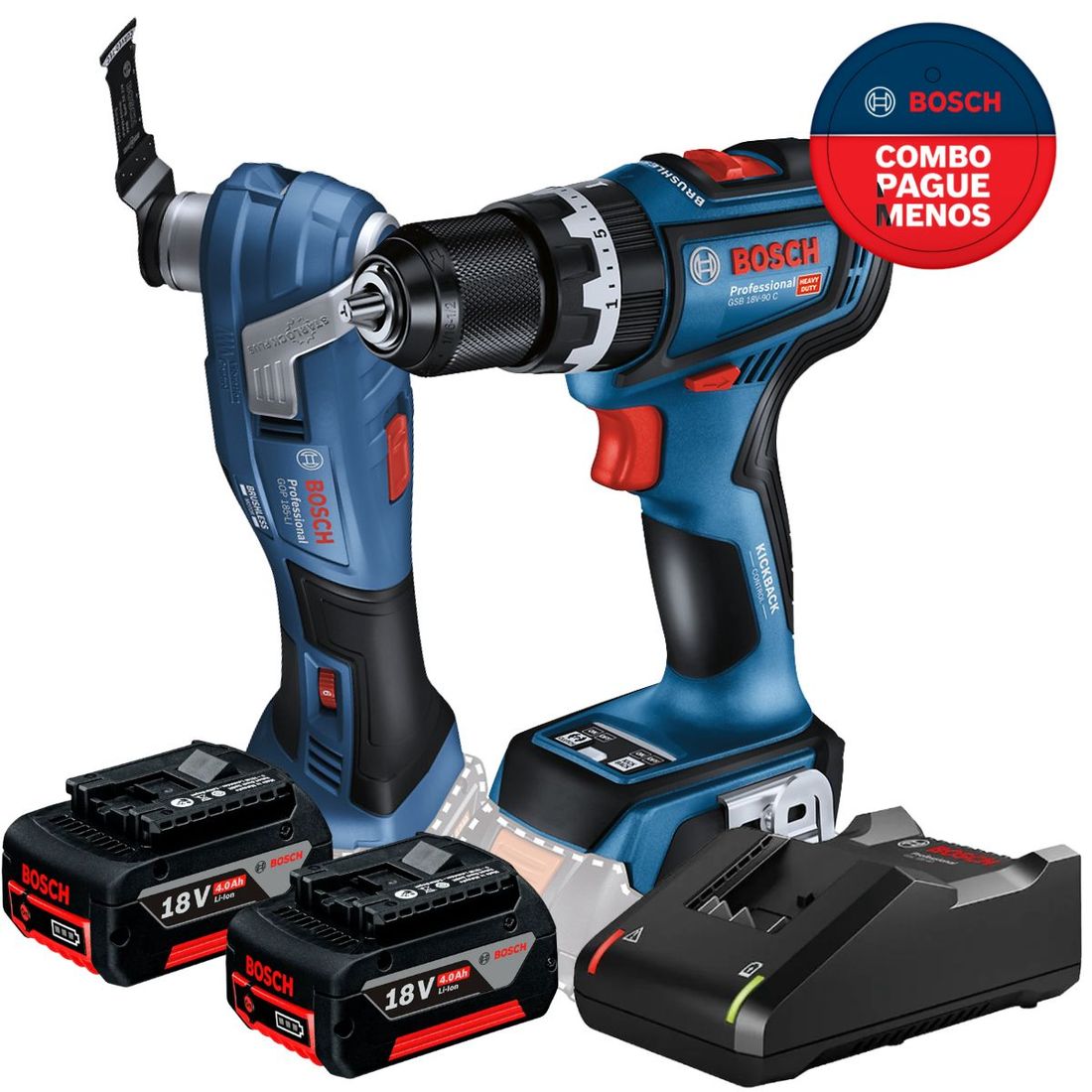 Combo Parafusadeira /Furadeira Impacto + Multicortadora Com 2 Baterias 18v 4ah e Carregador