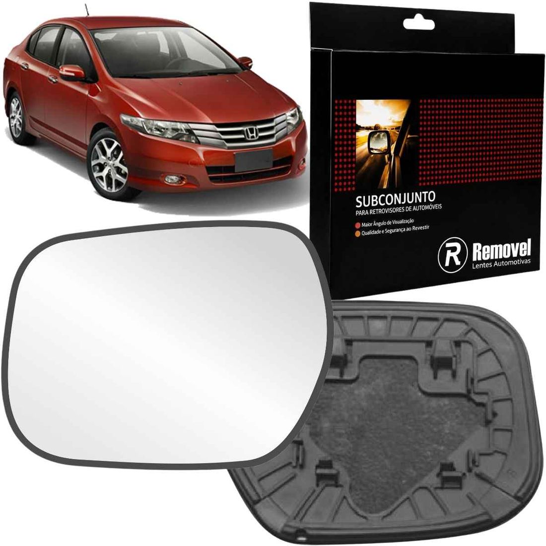 Lente Retrovisor Esquerdo Honda City 2009 A 2014