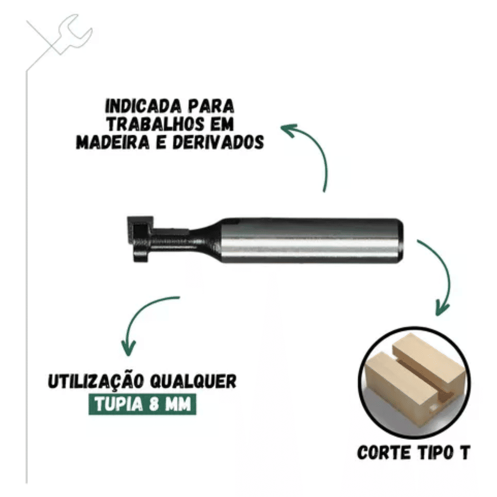 Fresa De Encaixe Tipo T Canaleta Haste 8mm Makita D-68812