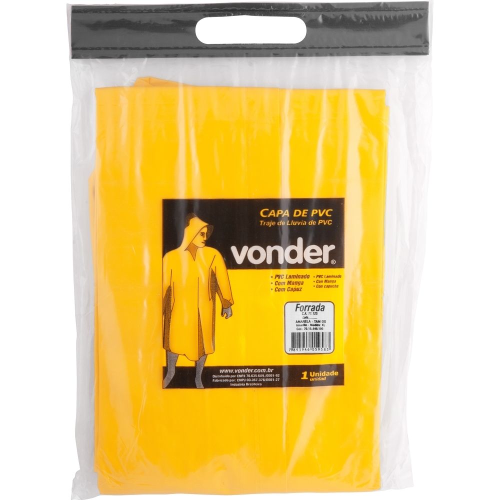 Capa de Chuva em PVC Amarela Tamanho GG Vonder 7015440100
