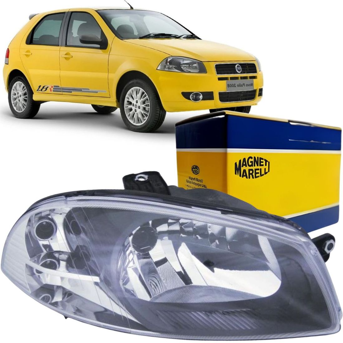 Farol Marelli Lado Direito Fiat Palio 1.8R Após 2008 Farol Marelli Lado Direito Fiat Palio 1.8R Após 2008