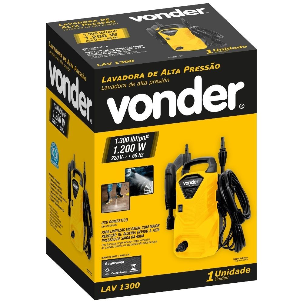 Lavadora Alta Pressão 1300PSI 1200W 220v LAV 1300 Vonder