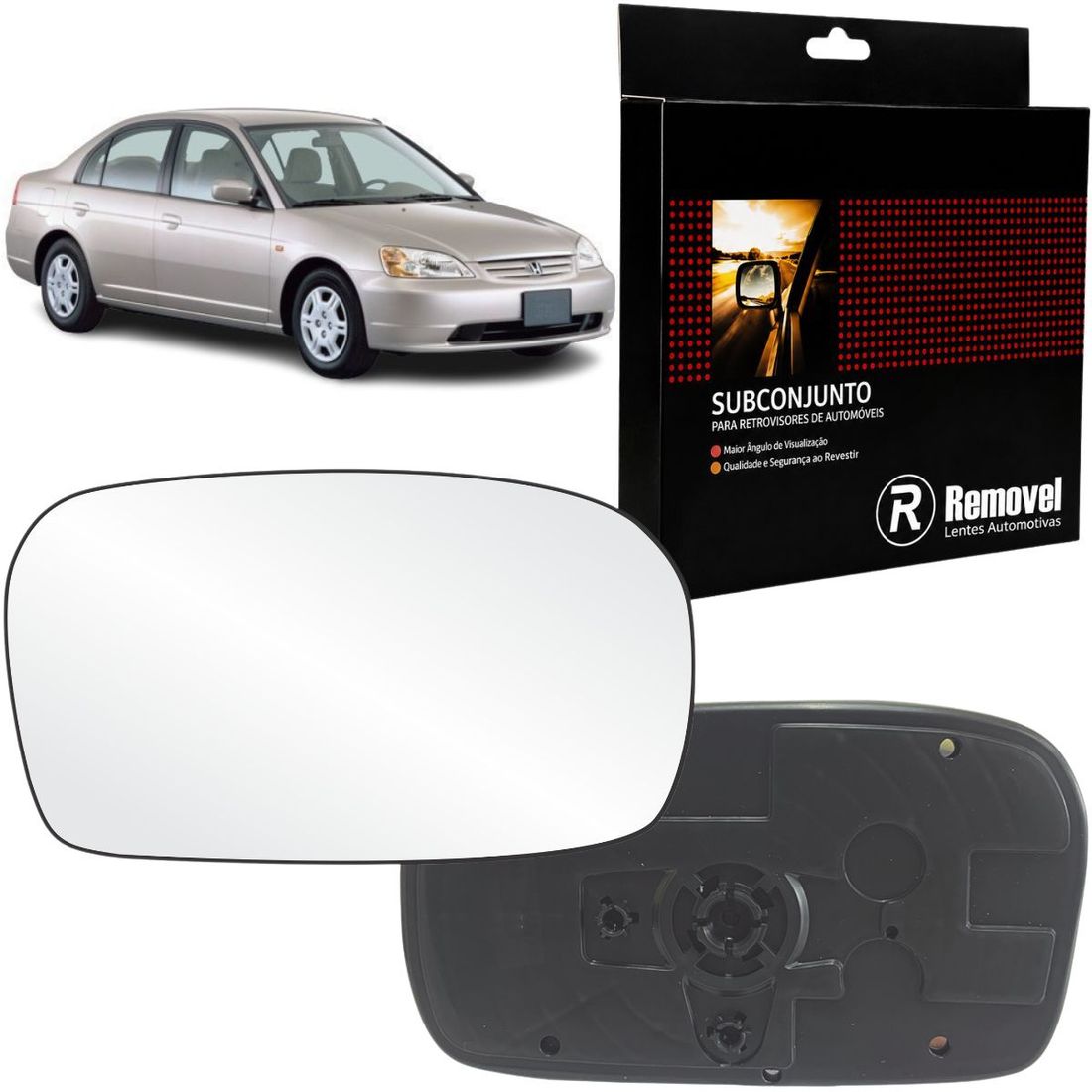 Lente Retrovisor Direito Honda Civic 2002 A 2005
