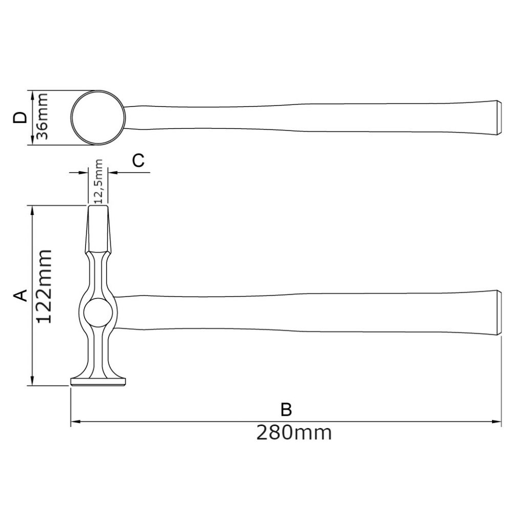 Martelo Chapeador Pena Reta 350g Tramontina PRO 40474/000