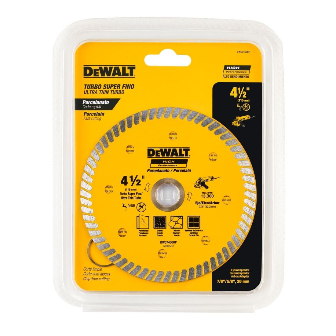 Disco Diamantado de Corte Porcelanato DeWalt 4.1/2" Furo 7/8