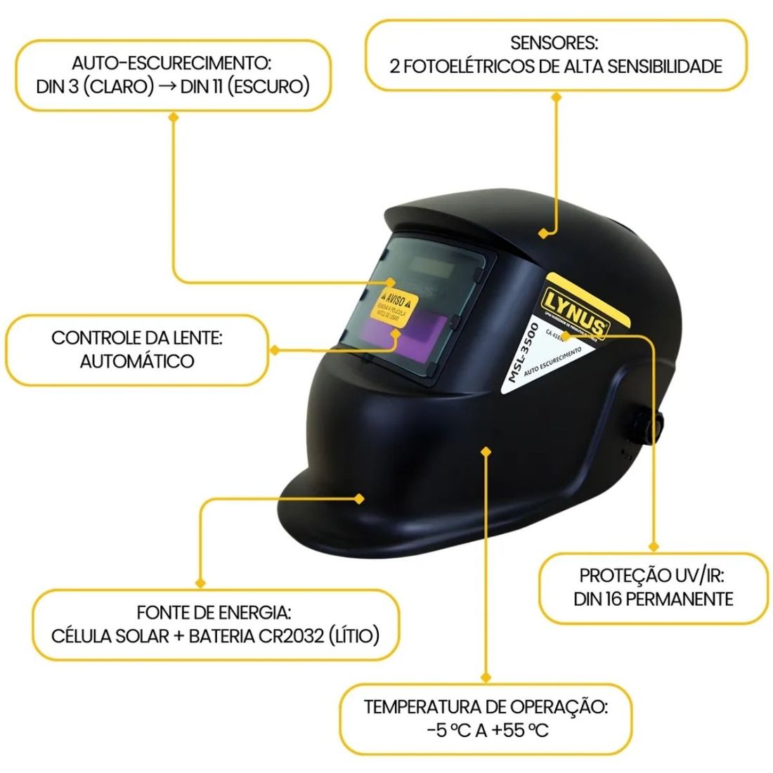 Kit Inversor Solda Elétrica 220v + Máscara Automática Lynus