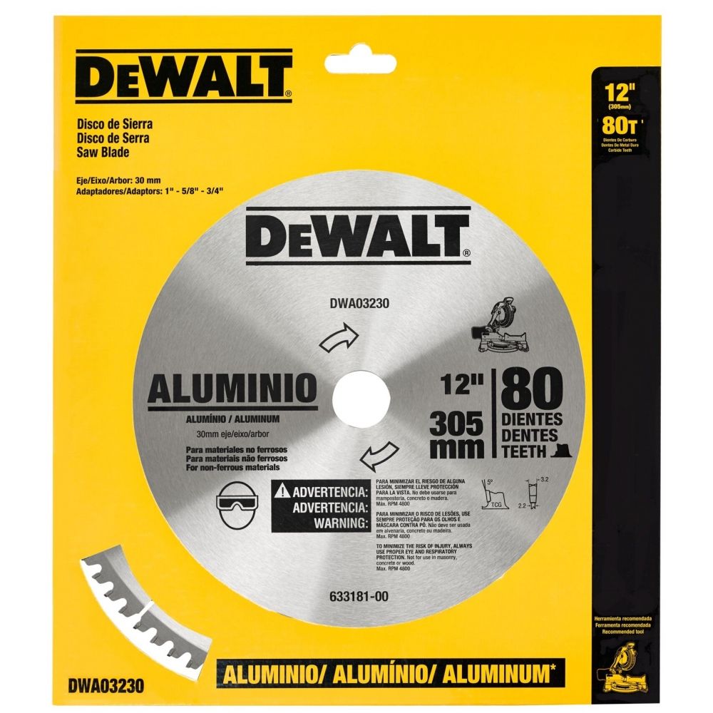 Lâmina de Serra Esquadria DeWalt DWA03230 Corte em Alumínio 12" Com 80 Dentes Lâmina de Serra Esquadria DeWalt DWA03230 Corte em Alumínio 12" Com 80 Dentes