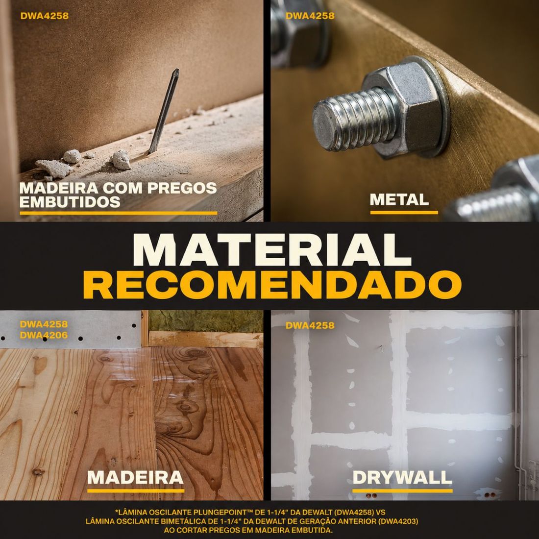 Jogo Lâminas Multiferramenta 3pçs DeWalt Corte Madeira Prego