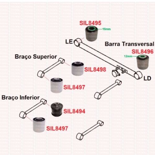Bucha Traseira do Braço Superior Mitsubishi Pajero TR4 02/15 - Sampel