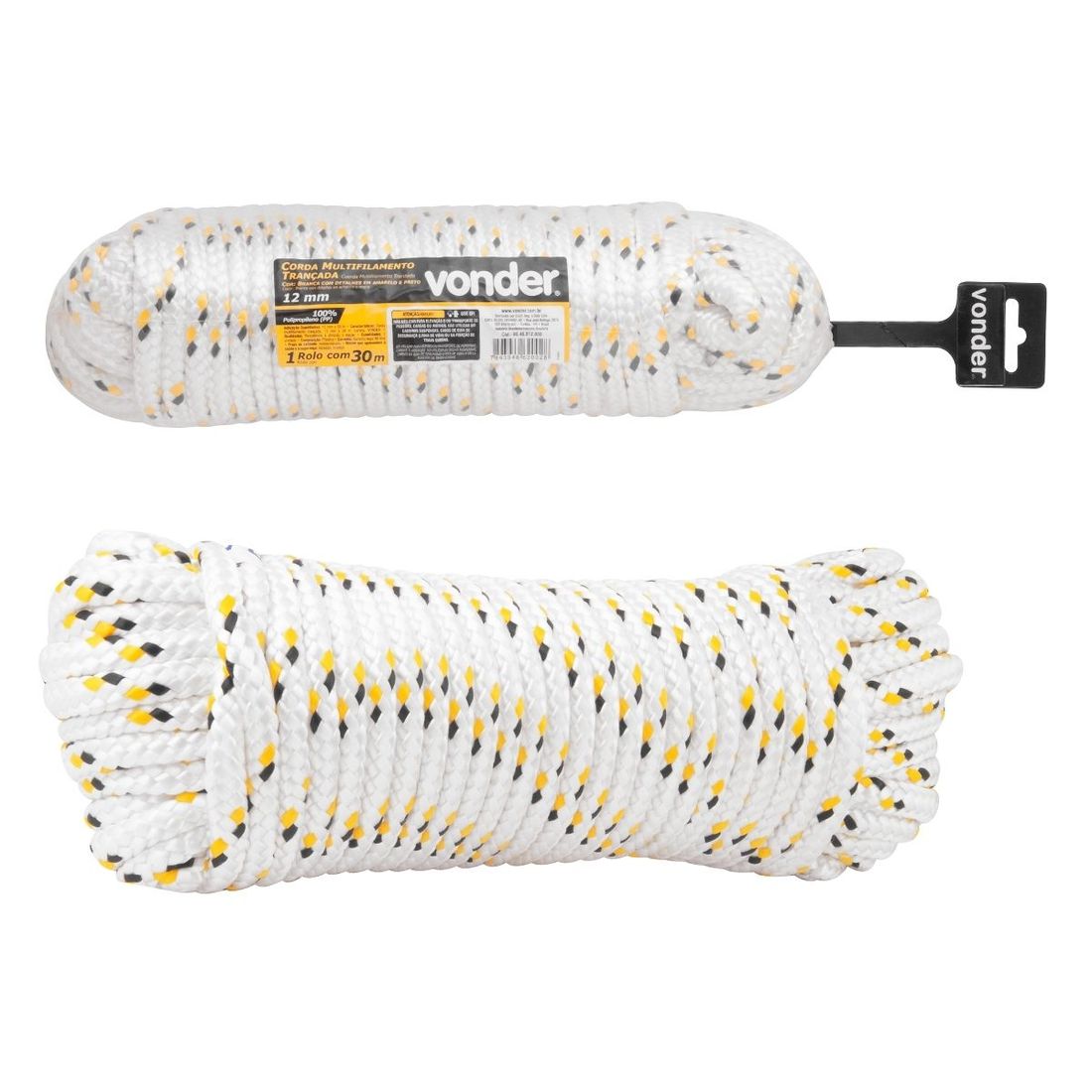 Corda Multifilamento Trançada 12mm x 30 metros Vonder